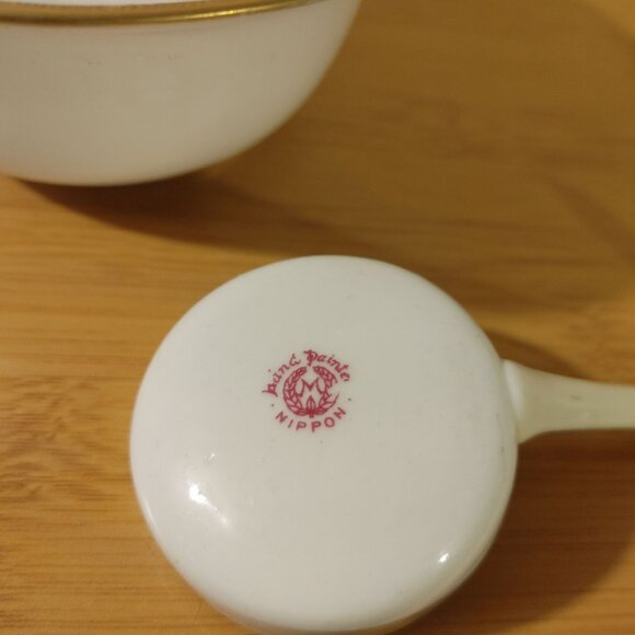 Nippon Beautiful Hand Painted Mayonnaise Sauce Dish With Spoon - Picture 5 of 16